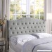 HOME BI Upholstered Tufted Button Curved Shape Linen Fabric Headboard Full/Queen Size (Light Grey) - B07CTMM6LC
