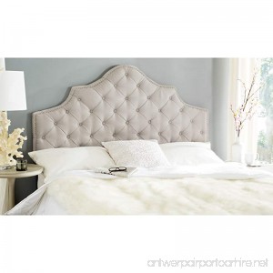 Safavieh Arebelle Taupe Linen Upholstered Tufted Headboard - Silver Nailhead (Queen) - B00OPY7GS6