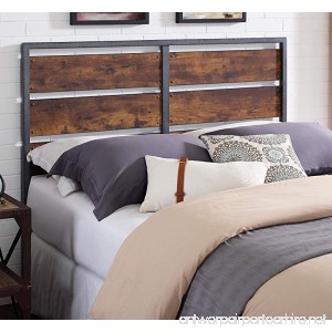 WE Furniture Metal and Wood Plank Queen Headboard - B073JXWMT9