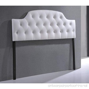 Wholesale Interiors Baxton Studio Morris Modern and Contemporary Faux Leather Upholstered Button-Tufted Scalloped Headboard Full White - B011EU9XSE